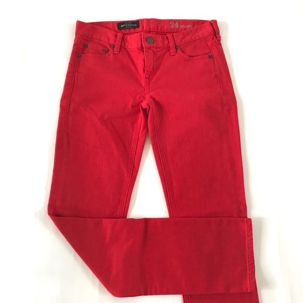 J. Crew Classic French Red Matchstick Straight Leg Jean Sz 24